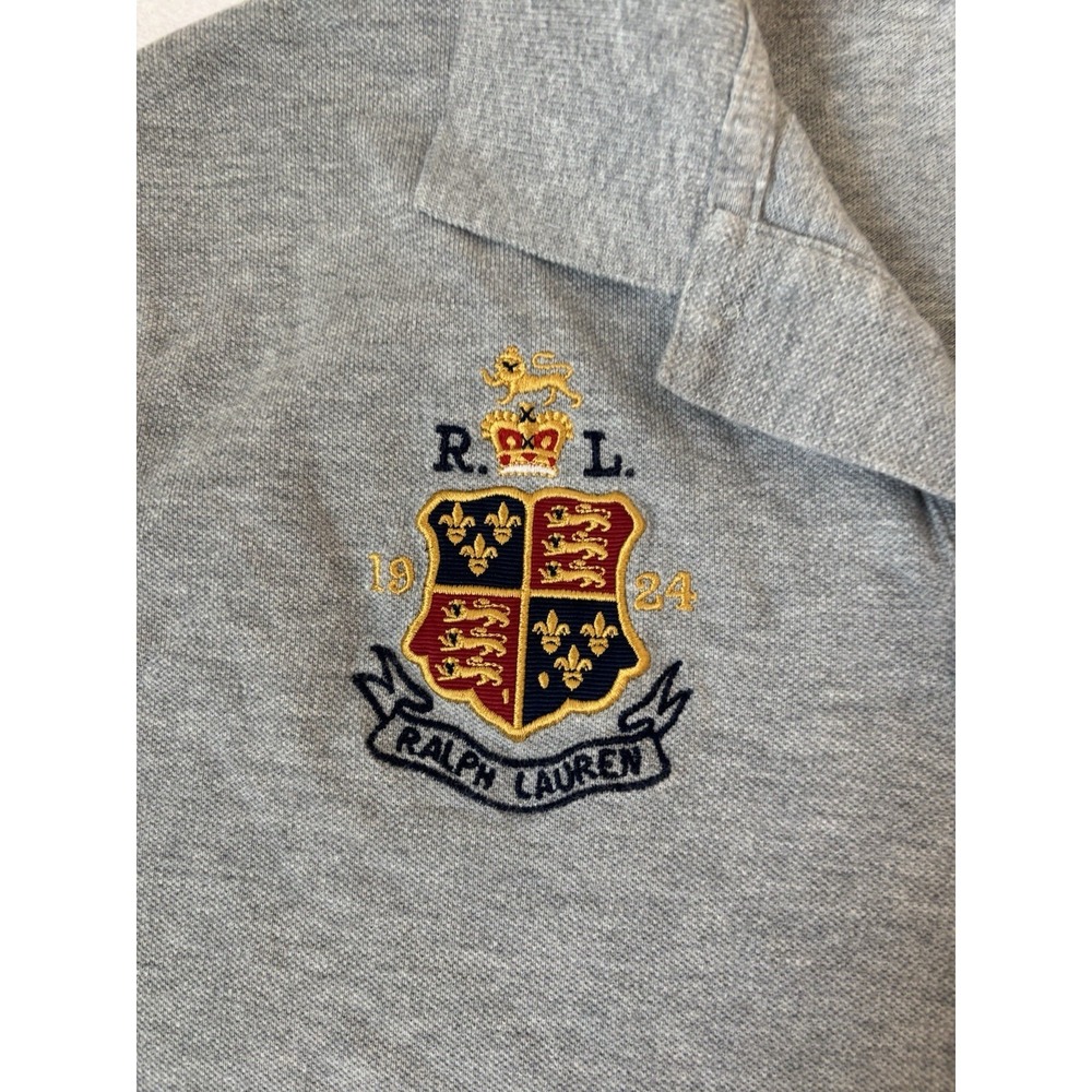Ralph Lauren Polo Shirt Mens XL Gray Custom Slim Fit Crown Golf Emblem Big Pony - Picture 4 of 8